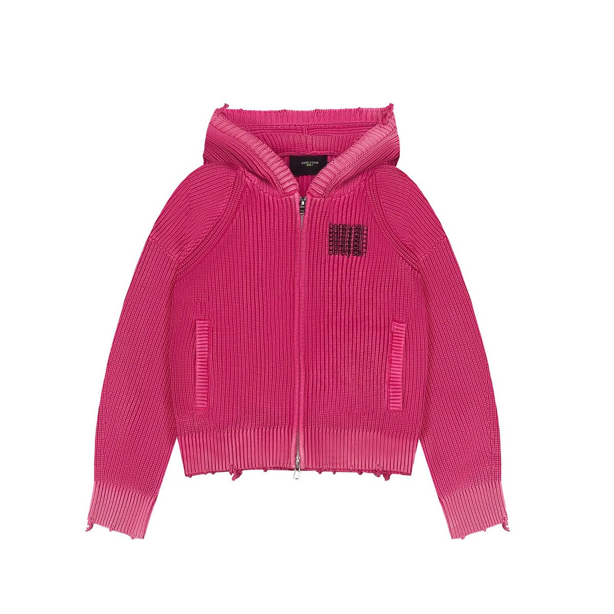 Pink Barelysain knit zip hoodie on white